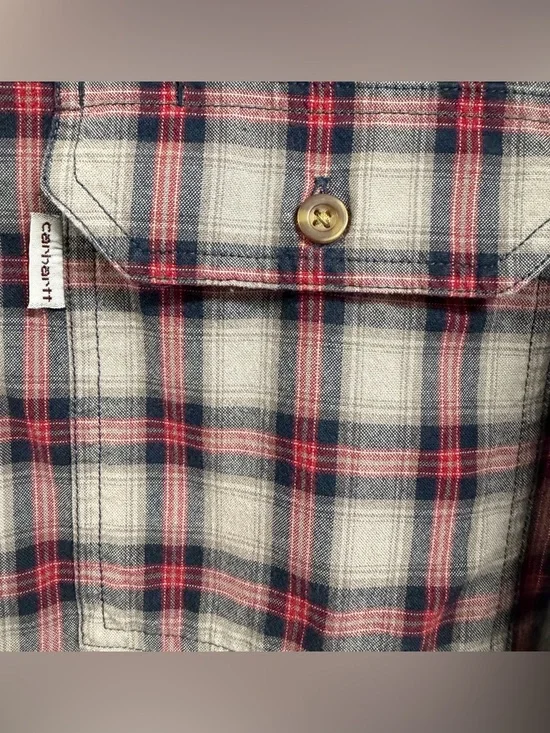 Carhartt Plaid Button Down Shirt Workwear Flannel Style Mens M - Picture 3 of 4